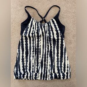 Athleta blousy tankini top - navy & white size S 34 B / C